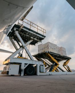 Loading cargo plane outside air freight logistic