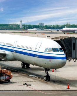 Airplane near the terminal in an airport